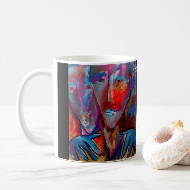 Caneca De Café ejgoldguru - Acrílico - Irmãs na Luz Azul (Com Donut)