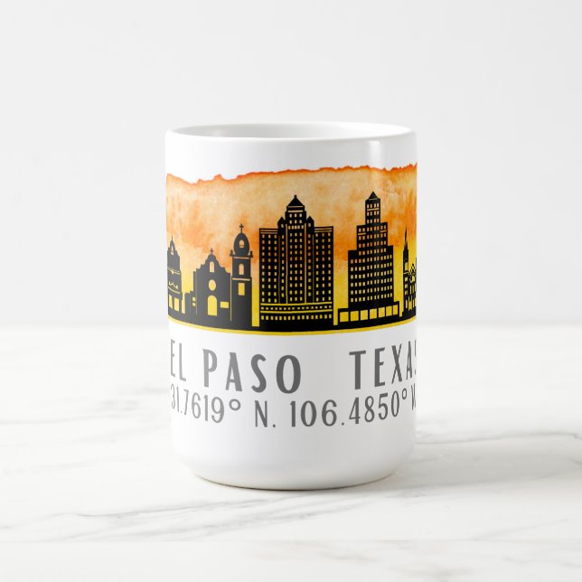Caneca De Café El Paso Skyline Latitude e Longitude (Centro)
