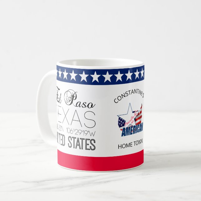 Caneca De Café El Paso, Texas, Estados Unidos elegante (Frente Esquerda)