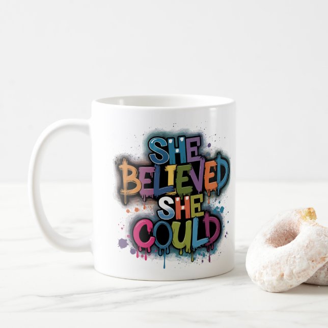 Caneca De Café Ela acreditava que podia (Com Donut)