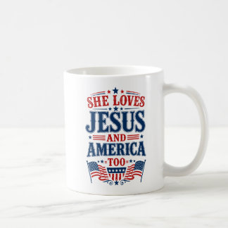 Caneca De Café Ela Ama Jesus e a América Também