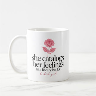 Caneca De Café Ela Cataloga Seus Sentimentos Como Livros da Bibli