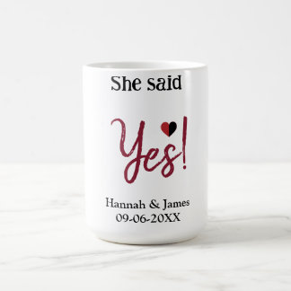 Caneca De Café Ela disse sim nome data festa de noivado simples m