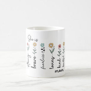 Caneca De Café Ela é Forte, Corajosa, Sem Medo, Dia das Mães Amor