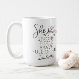 Caneca De Café Ela É Forte E Corajosa Nome Personalizado