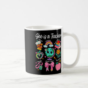 Caneca De Café Ela É Uma Professora Coquete Laço Feliz Primeiro D