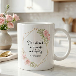 Caneca De Café Ela Está Revestida de Força e Dignidade Floral
