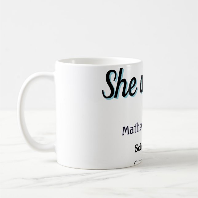 Caneca De Café Ela fez isso simples preto elegante formatura mode (Esquerda)
