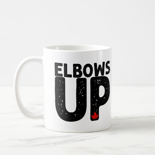 Caneca De Café ELBOWS UP Bold Distress Typografia (Esquerda)