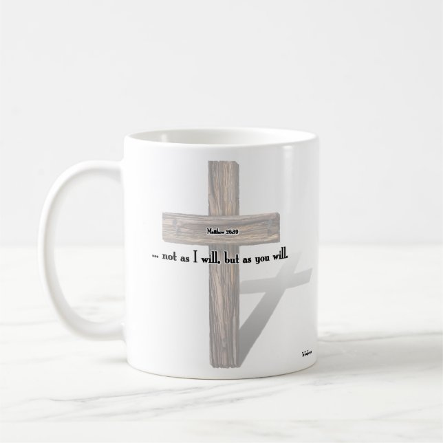 Caneca De Café Ele Aumentou 3 Cruzamentos Enroscados Mateus 26:39 (Esquerda)