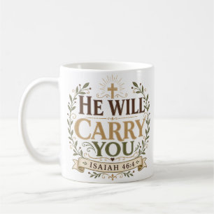 Caneca De Café Ele Carregará Você Citação Bíblica Cristã