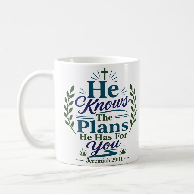 Caneca De Café Ele Conhece os Planos que Ele Tem para Você Fé Cri (Esquerda)