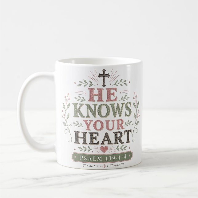 Caneca De Café Ele Conhece Seu Coração Devoção Matinal Íntima (Esquerda)