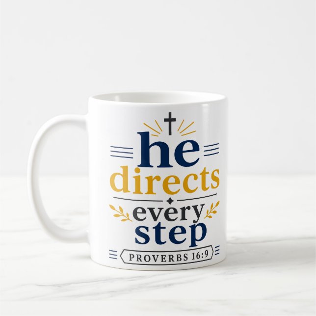 Caneca De Café Ele Dirige Cada Passo Escritura Inspiradora (Esquerda)