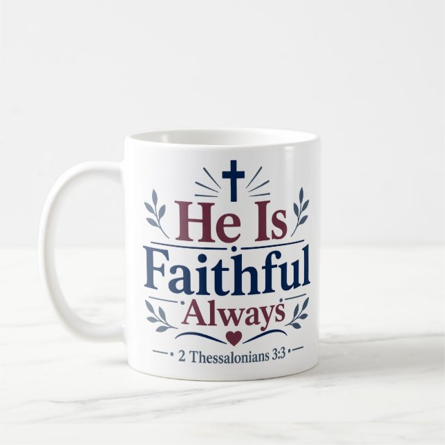 Caneca De Café Ele é Fiel Sempre Citação Cristã Espiritual (Esquerda)