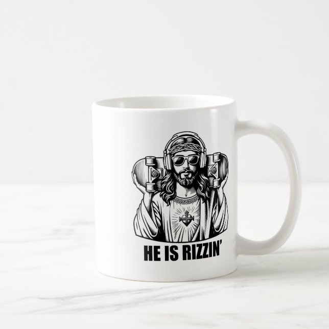 Caneca De Café Ele É Jesus Rizzin Skateboard Páscoa Religioso Ris (Direita)