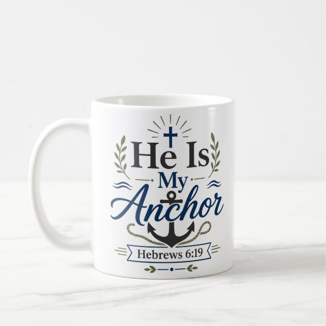 Caneca De Café Ele É Meu Âncora Devocional Diário de Fé (Esquerda)