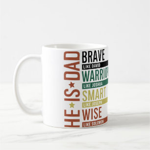 Caneca De Café Ele É Pai Corajoso Como David Guerreiro Fé Jesus C