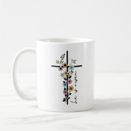 Caneca De Café Ele é Risen Floral Cross Felz pascoa
