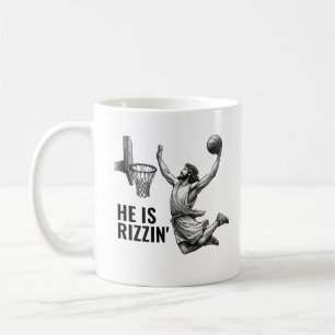 Caneca De Café Ele é Rizzin - Basquete Jesus Engraçado Jesus Meme
