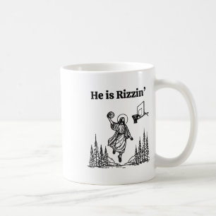 Caneca De Café Ele É Rizzin Engraçado Basquete Retro Cristão Reli