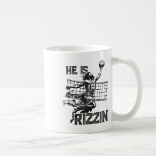 Caneca De Café Ele É Rizzin Engraçado Jesus Jogando Voleibol