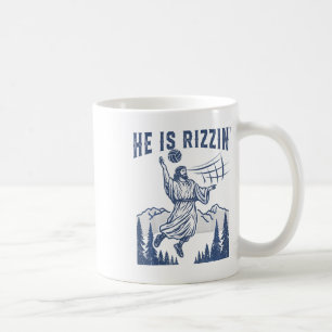 Caneca De Café Ele É Rizzin Volleybyll Jesus Feliz Páscoa Engraça