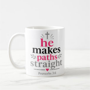 Caneca De Café Ele Endireita os Caminhos Encorajamento Cristão