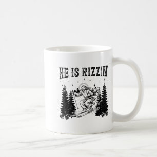 Caneca De Café Ele está rizando Jesus engraçado esquiando Páscoa