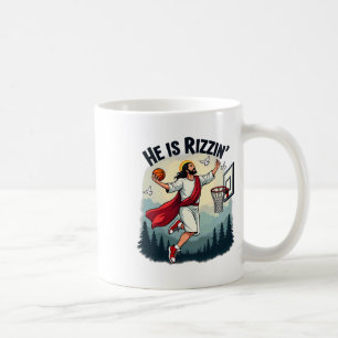 Caneca De Café Ele Está Rizin Páscoa Jesus Jogando Bysketbyll Hoo