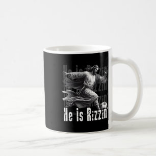 Caneca De Café Ele Está Rizzin Jesus Jogando Futebol Esporte Dive