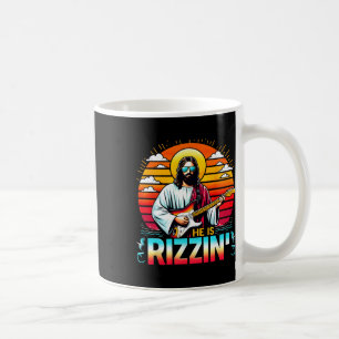 Caneca De Café Ele Está Rizzin Páscoa Cristão Jesus Engraçado Jes