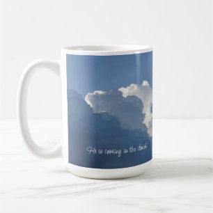 Caneca De Café Ele está Vindo nas Nuvens Cota Cristã