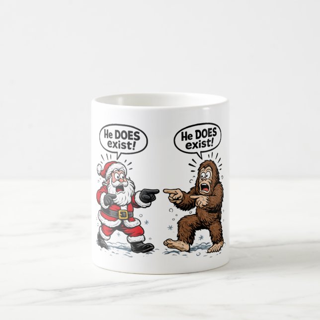 Caneca De Café Ele existe! Papai Noel & Pé Grande (Centro)