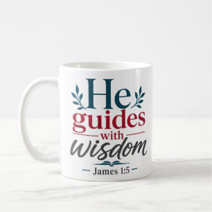 Caneca De Café Ele Guia Com Sabedoria Inspirando Verdade Bíblica