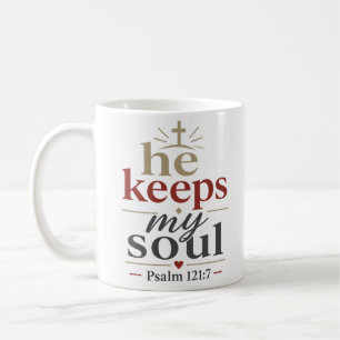 Caneca De Café Ele Mantém Minha Alma Inspirando Citação Cristã de