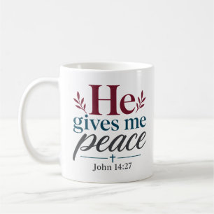 Caneca De Café Ele Me Dá Paz Citação Cristã Inspiradora