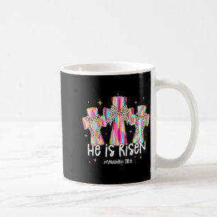 Caneca De Café Ele Ressuscitou Cruz Cristã Jesus Coquete Laço Hap