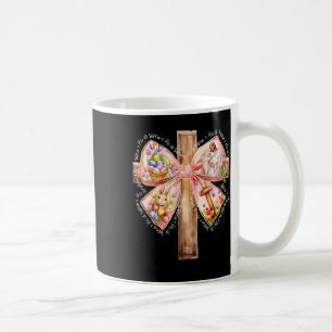Caneca De Café Ele Ressuscitou Jesus Coquette Laço Cruz de Páscoa