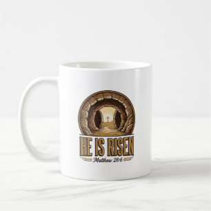 Caneca De Café Ele Ressuscitou Mateus 28 6 Design Cristão Vintage