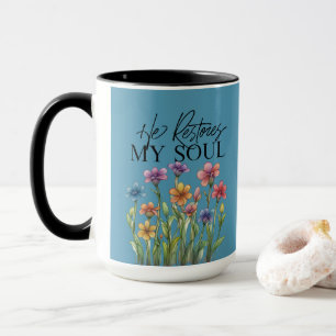 Caneca de Café Ele Restaura Minha Alma