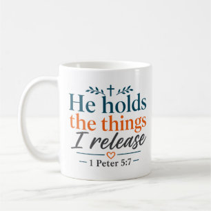 Caneca De Café Ele Segura as Coisas que Eu Solto Esperança Cristã
