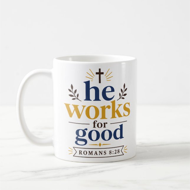 Caneca De Café Ele Trabalha Para o Bem Inspirando Esperança Crist (Esquerda)