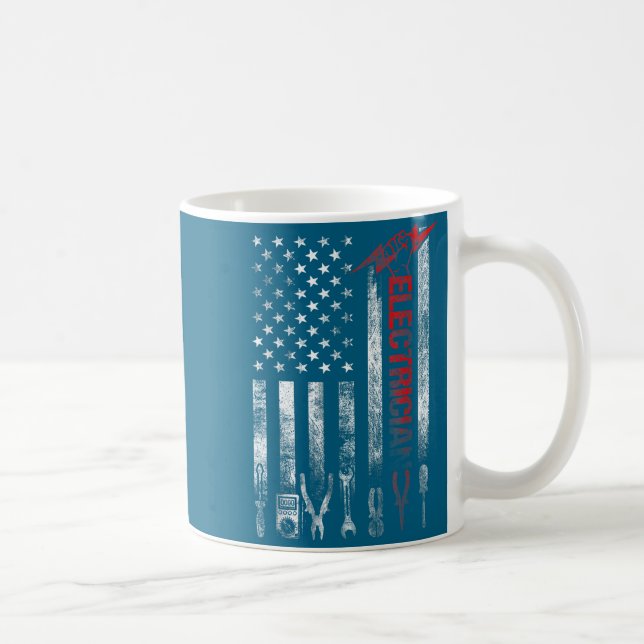 Caneca De Café Electrician American Flag Funny Electricians Tools (Direita)