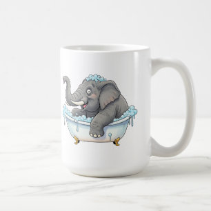 Caneca De Café Elefante alegre tomando banho de bolha