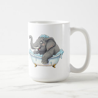 Caneca De Café Elefante alegre tomando banho de bolha
