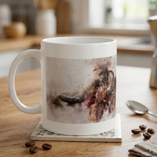 Caneca De Café Elefante Asiático Bestial, Feliz e Bravo