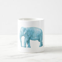 Elefante Azul Claro em Aquarela