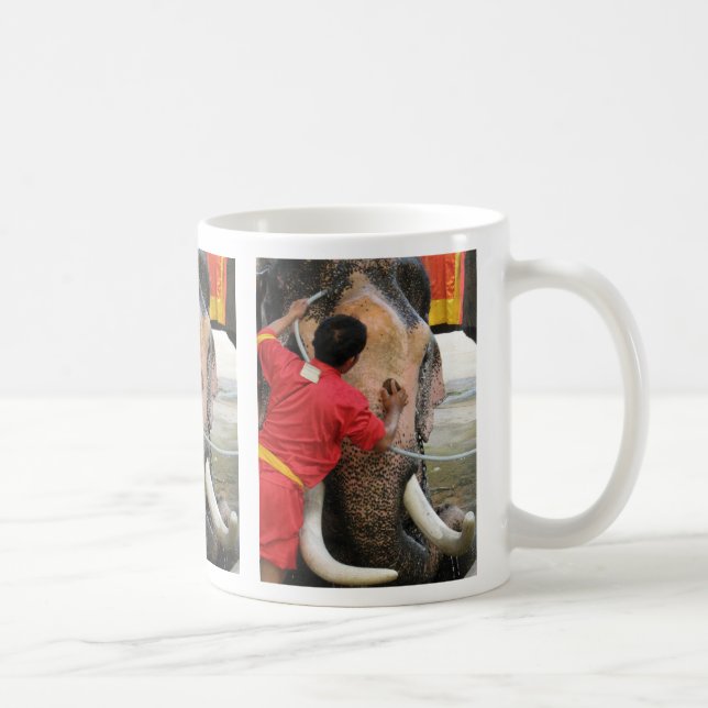 Caneca De Café Elefante Bathtime... Ayutthaya, Tailândia (Direita)