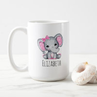Elefante-bebê rosa-claro com orelhas-Bolinhas